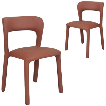 Bellevue | Coastal Modern Metal Grey Tan PU Leather Dining Chairs | Set Of 2 | Tan