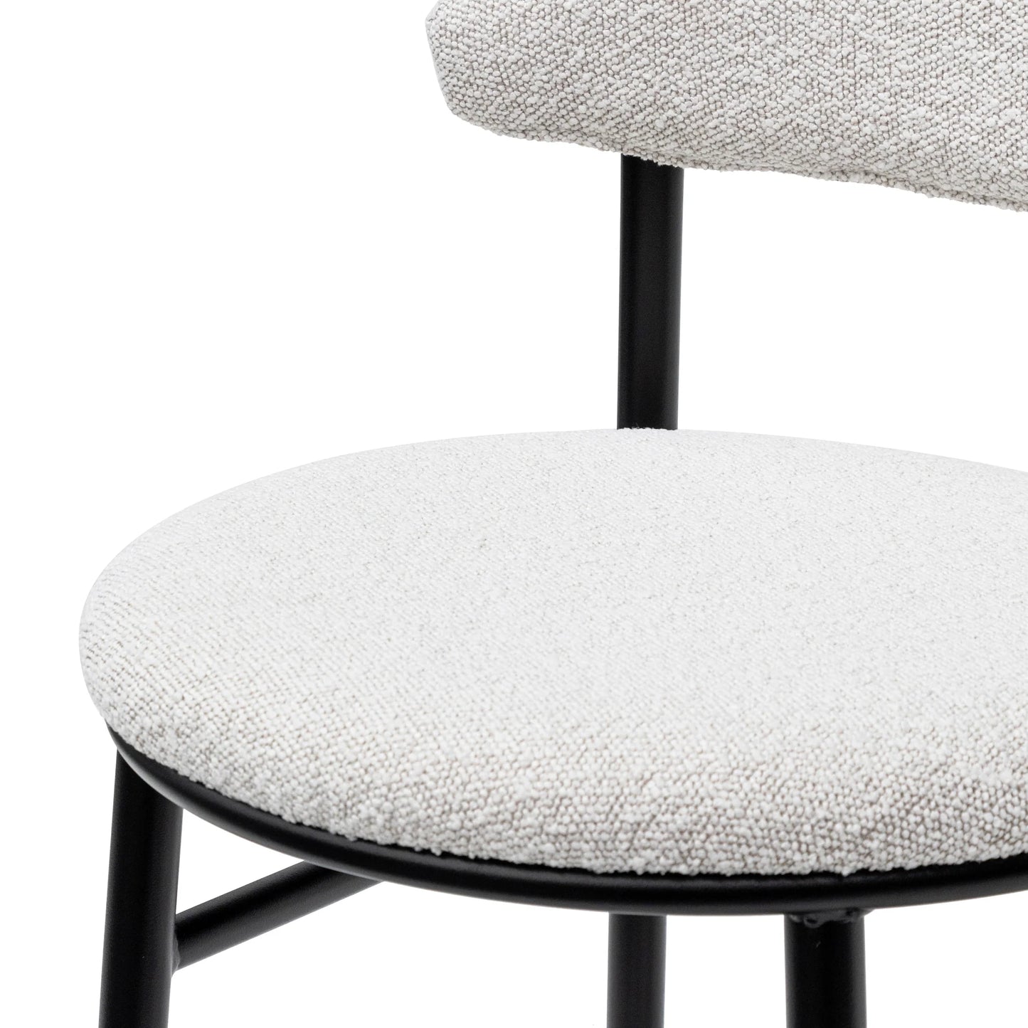 Belvidere | Mid Century Boucle Fabric Upholstered Bar Stools | Set Of 2 | White