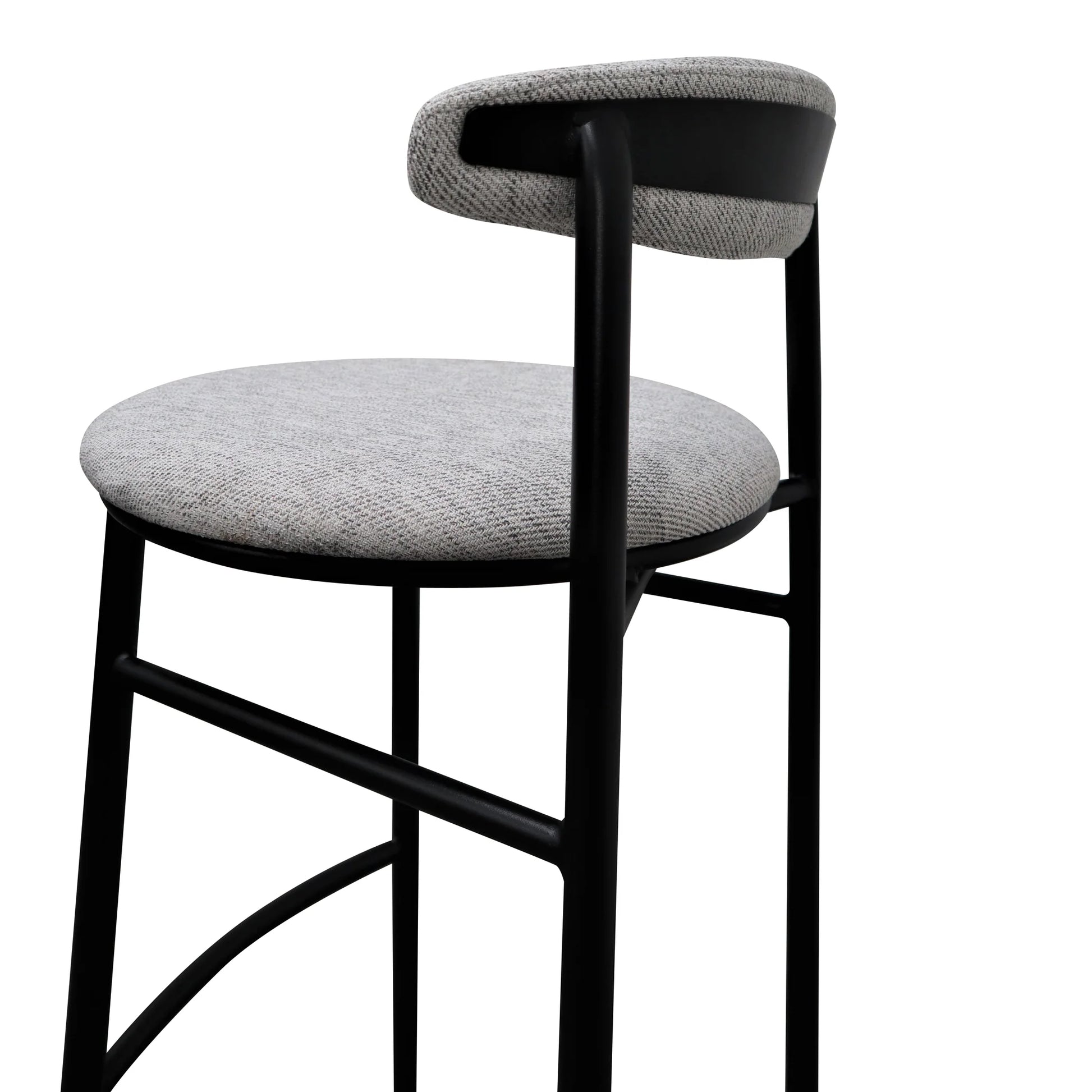 Belvidere | Mid Century Boucle Fabric Upholstered Bar Stools | Set Of 2 | Grey