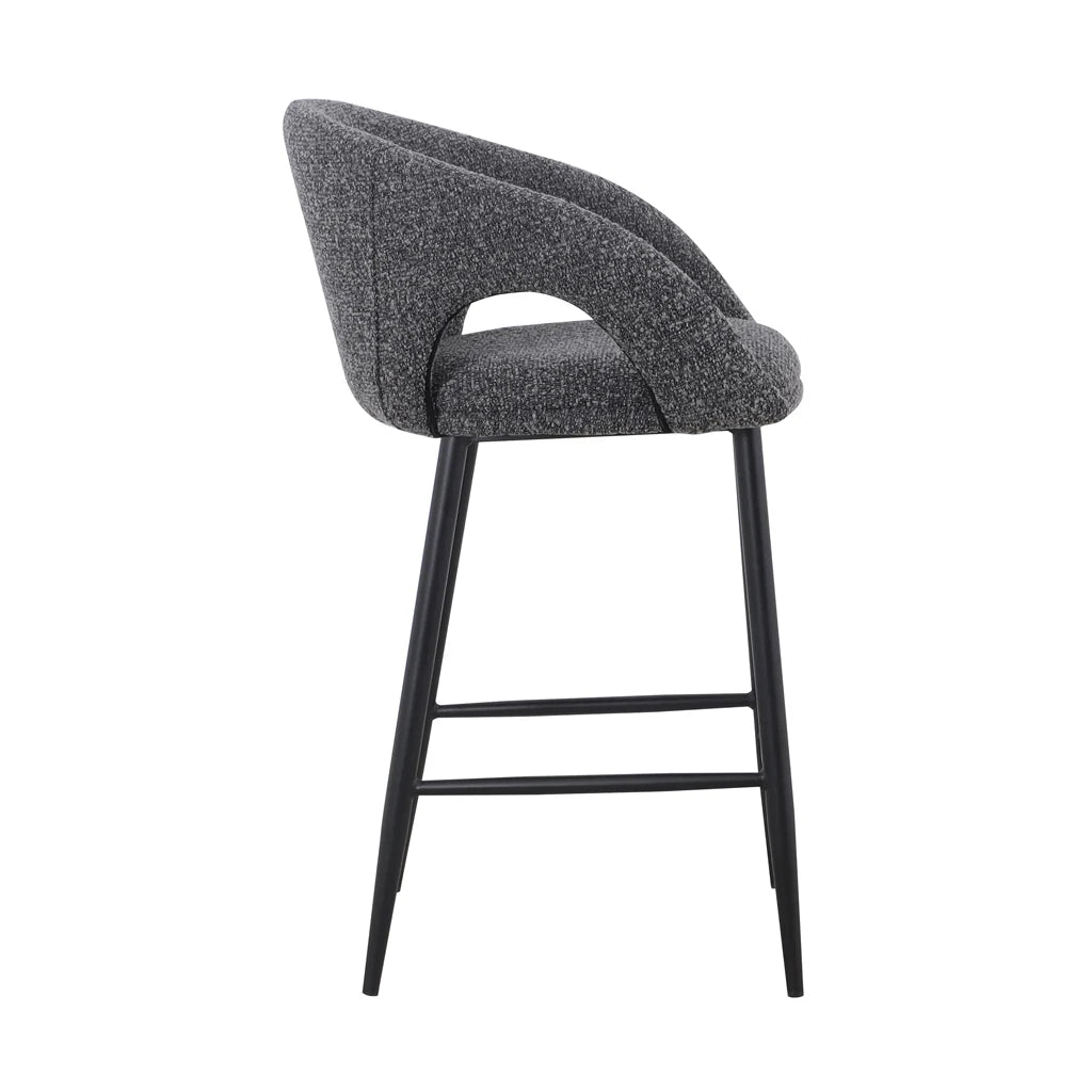 Bentley | Modern Grey Boucle Fabric Bar Stools | Anthracite Grey