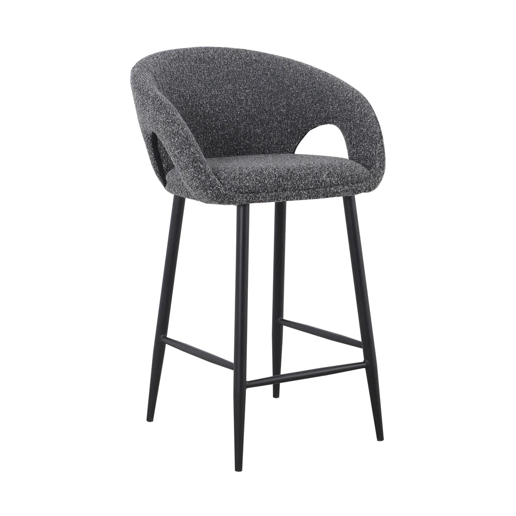 Bentley | Modern Grey Boucle Fabric Bar Stools | Anthracite Grey