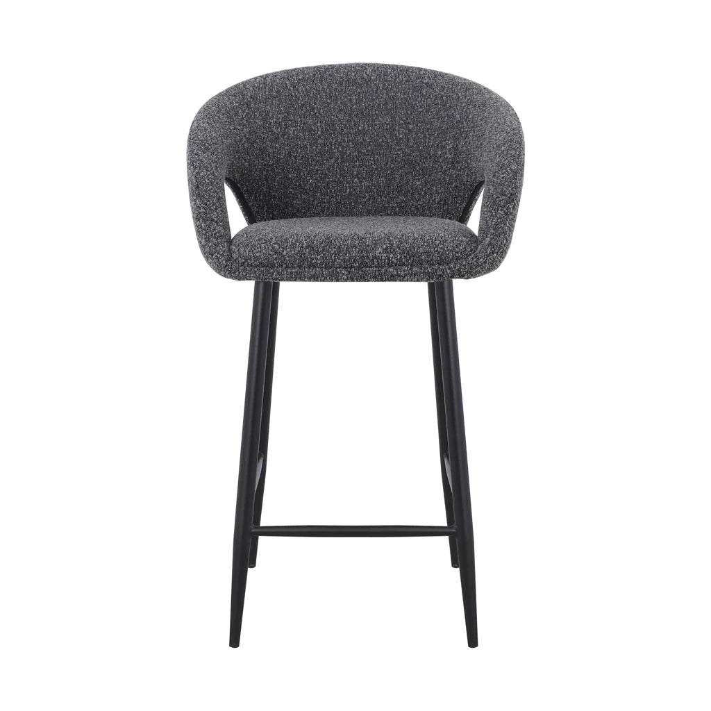 Bentley | Modern Grey Boucle Fabric Bar Stools | Anthracite Grey