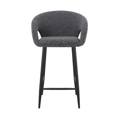 Bentley | Modern Grey Boucle Fabric Bar Stools | Anthracite Grey