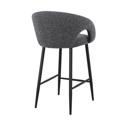 Bentley | Modern Grey Boucle Fabric Bar Stools | Anthracite Grey