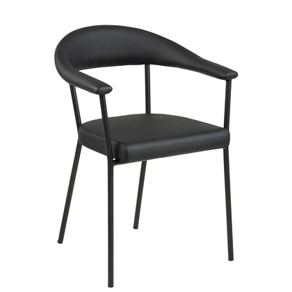 Modern Metal Black PU Leather Dining Chairs With Arms