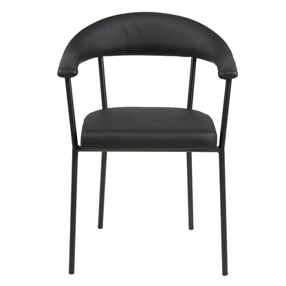 Modern Metal Black PU Leather Dining Chairs With Arms