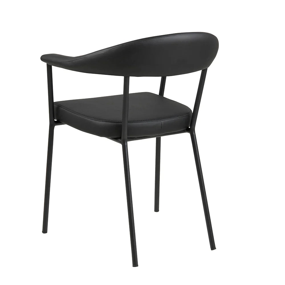 Modern Metal Black PU Leather Dining Chairs With Arms