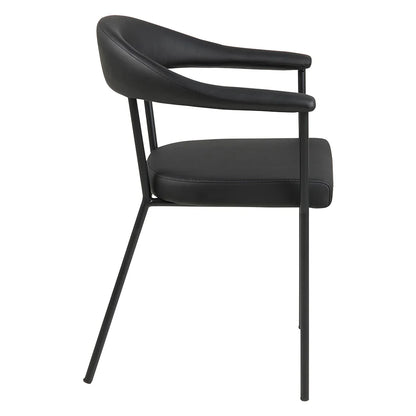 Modern Metal Black PU Leather Dining Chairs With Arms