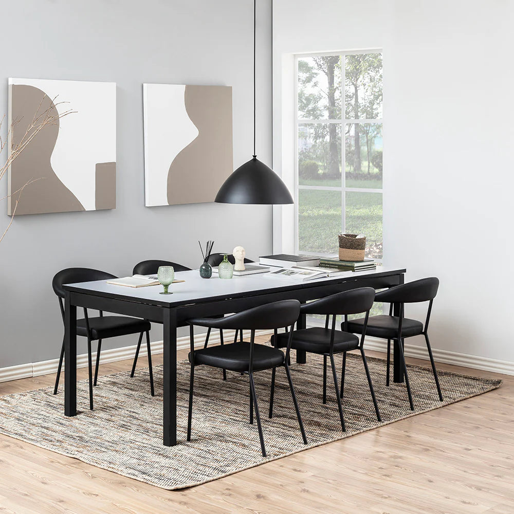 Modern Metal Black PU Leather Dining Chairs With Arms