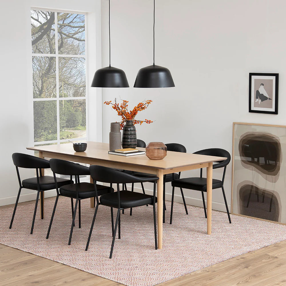 Modern Metal Black PU Leather Dining Chairs With Arms