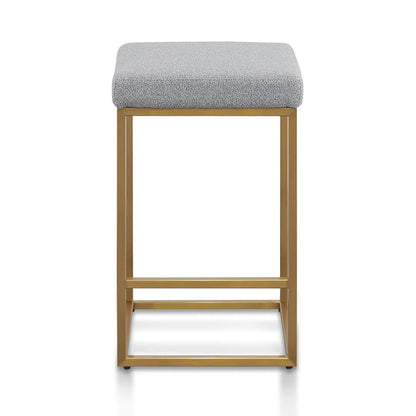 Beverly | Backless Metal Boucle Fabric Bar Stools | White