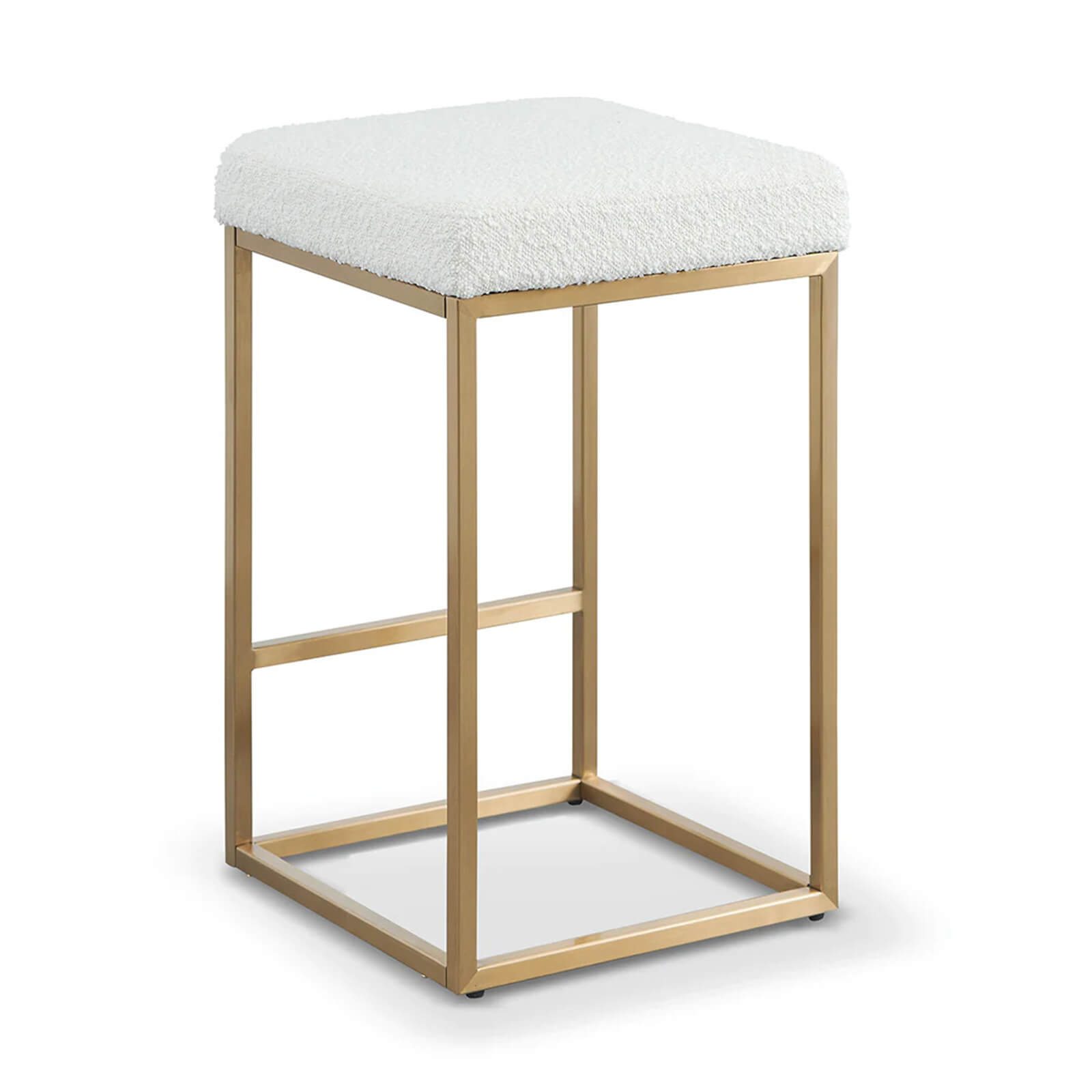 Beverly | Backless Metal Boucle Fabric Bar Stools | White