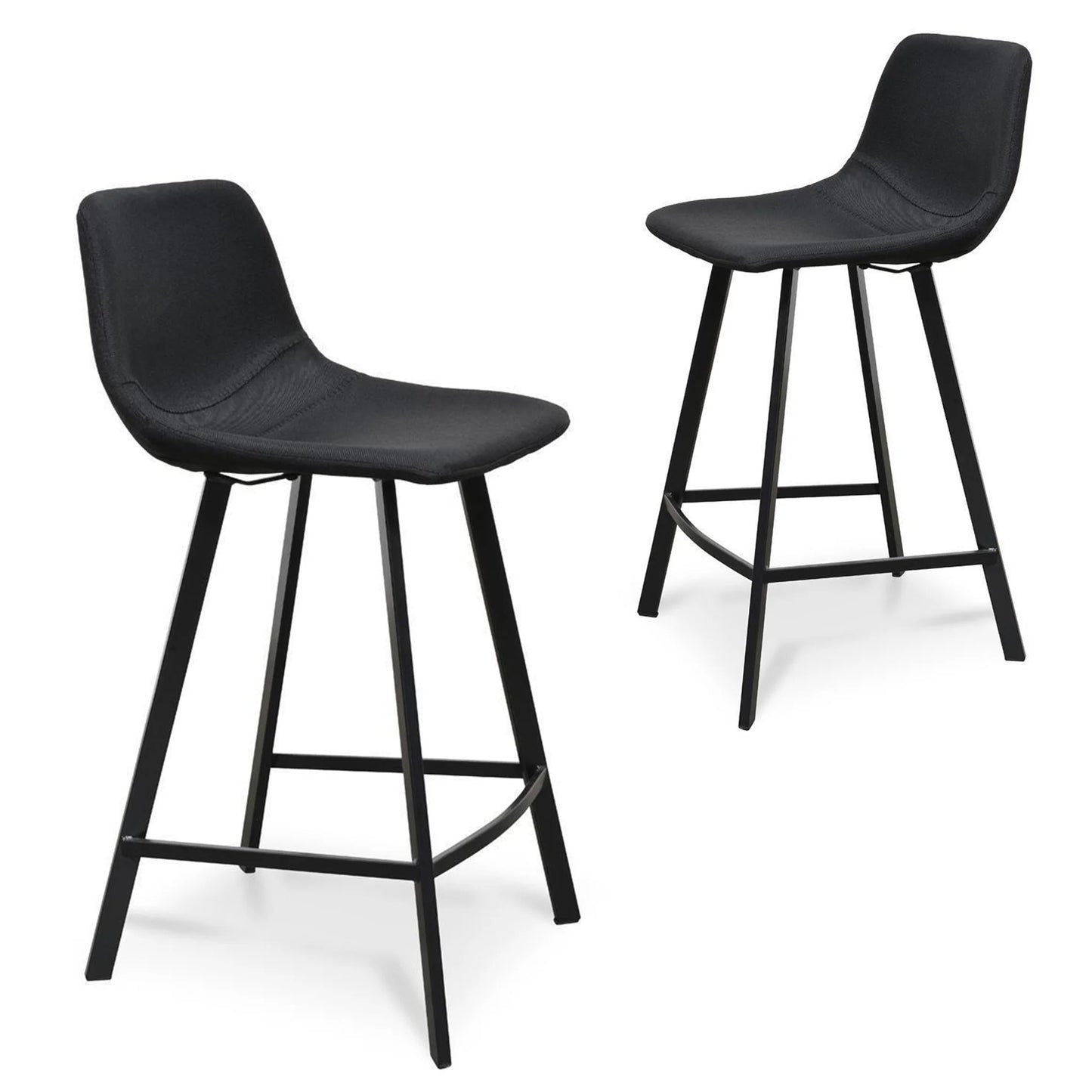 Bramston | Modern PU Leather Fabric Bar Stools | Set Of 2 | Black