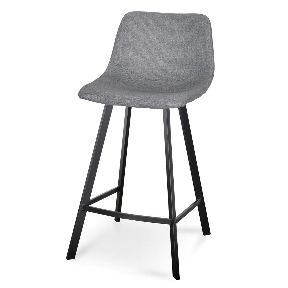 Bramston | Modern PU Leather Fabric Bar Stools | Set Of 2 | Dark Grey