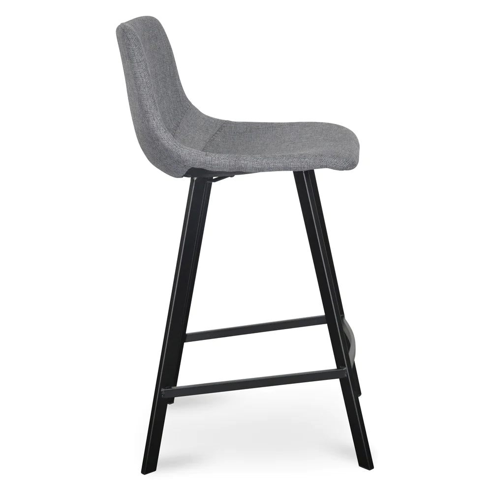 Bramston | Modern PU Leather Fabric Bar Stools | Set Of 2 | Dark Grey