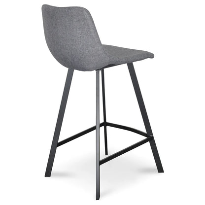 Bramston | Modern PU Leather Fabric Bar Stools | Set Of 2 | Dark Grey