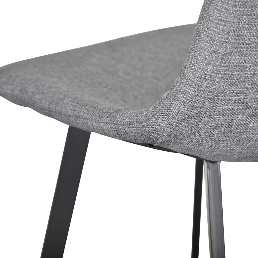 Bramston | Modern PU Leather Fabric Bar Stools | Set Of 2 | Dark Grey