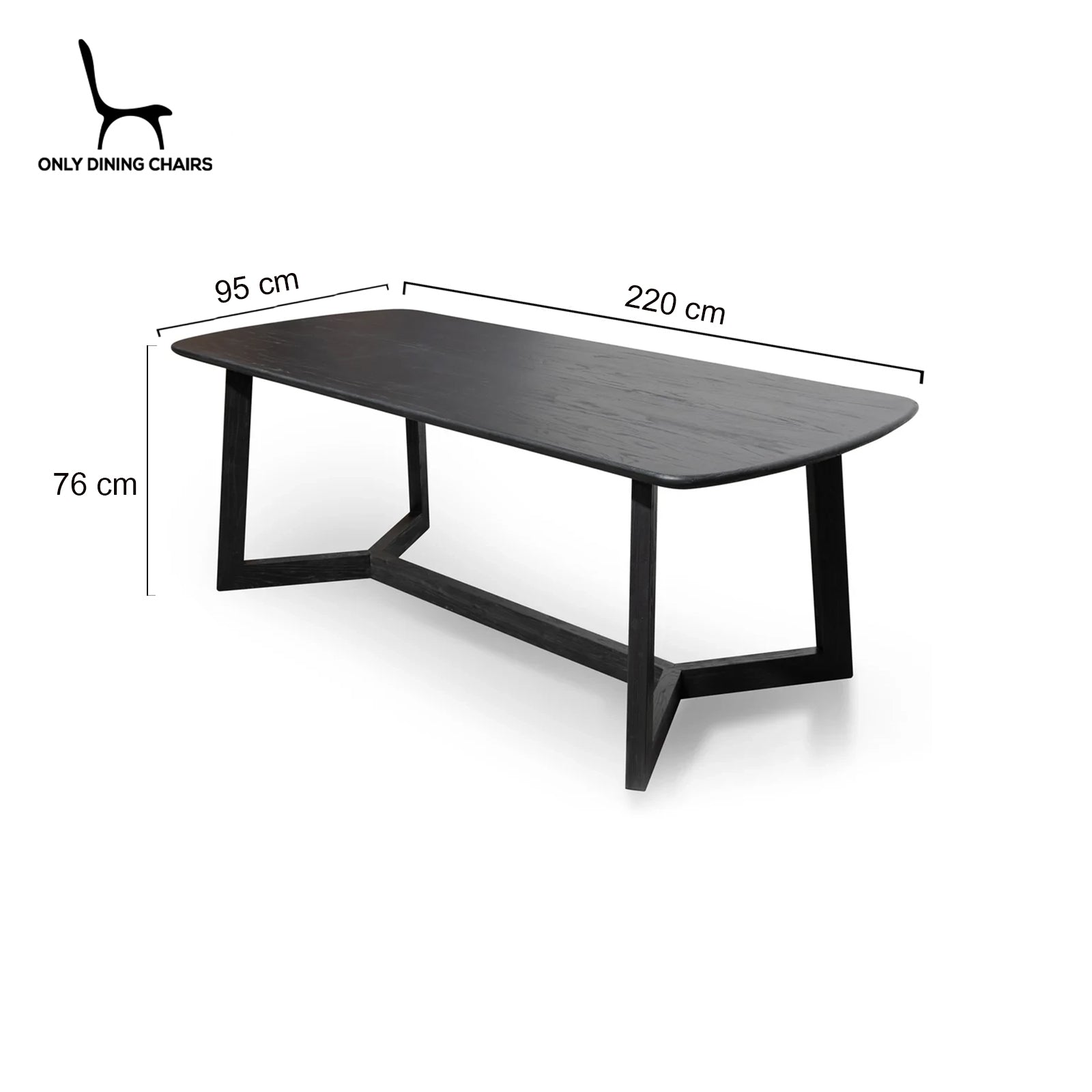 Braun | 2.2m Rectangular Black Wooden Dining Table