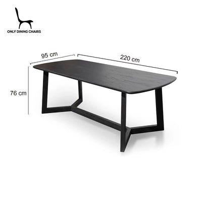 Braun | 2.2m Rectangular Black Wooden Dining Table