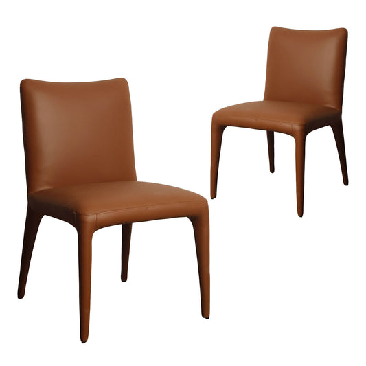 Bravo | Modern Olive PU Leather Dining Chairs | Set Of 2 | Tan