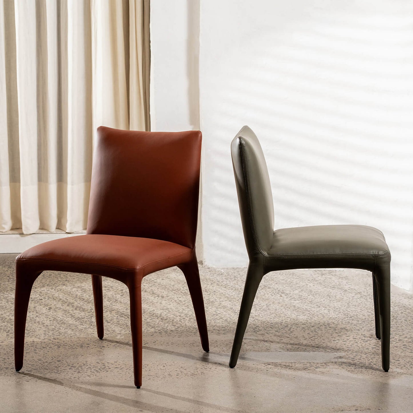 Bravo | Modern Olive PU Leather Dining Chairs | Set Of 2 | Tan