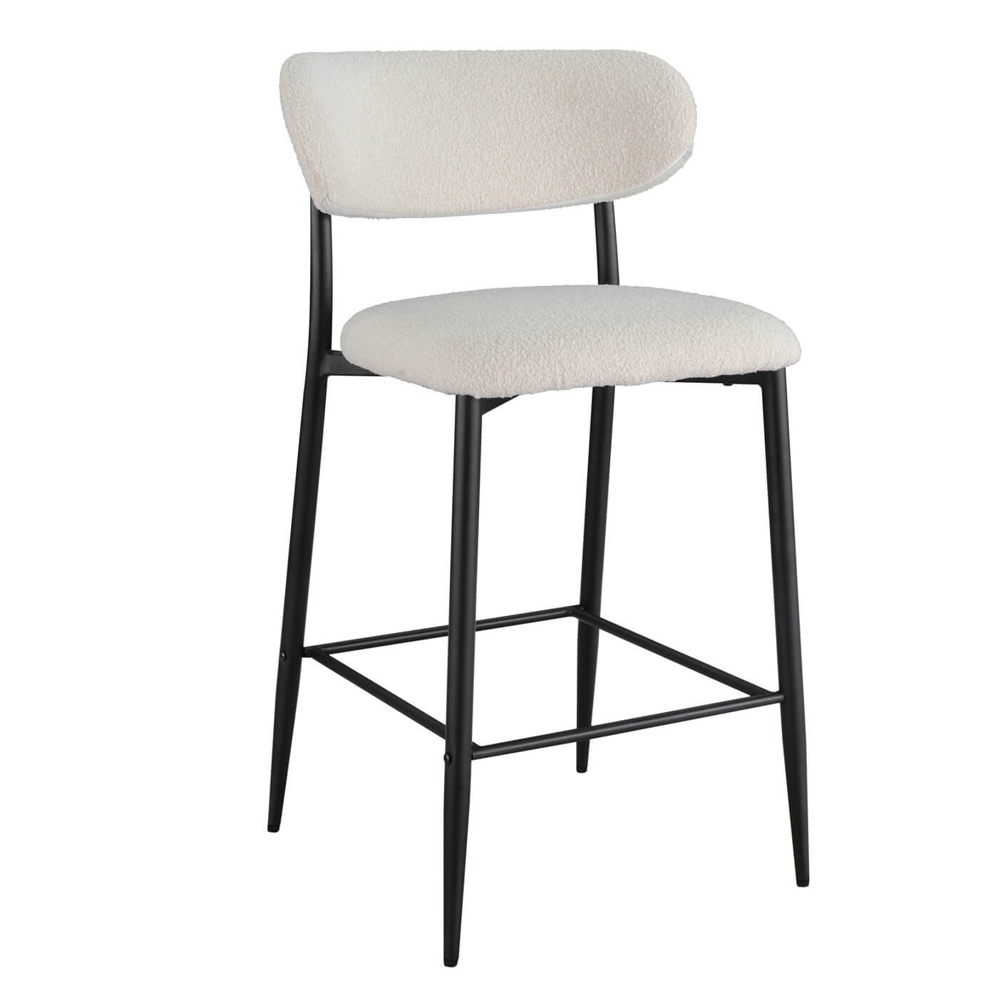 Buller | Mid Century Off White Boucle Fabric Bar Stools | Set Of 2 | White