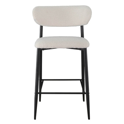 Buller | Mid Century Off White Boucle Fabric Bar Stools | Set Of 2 | White