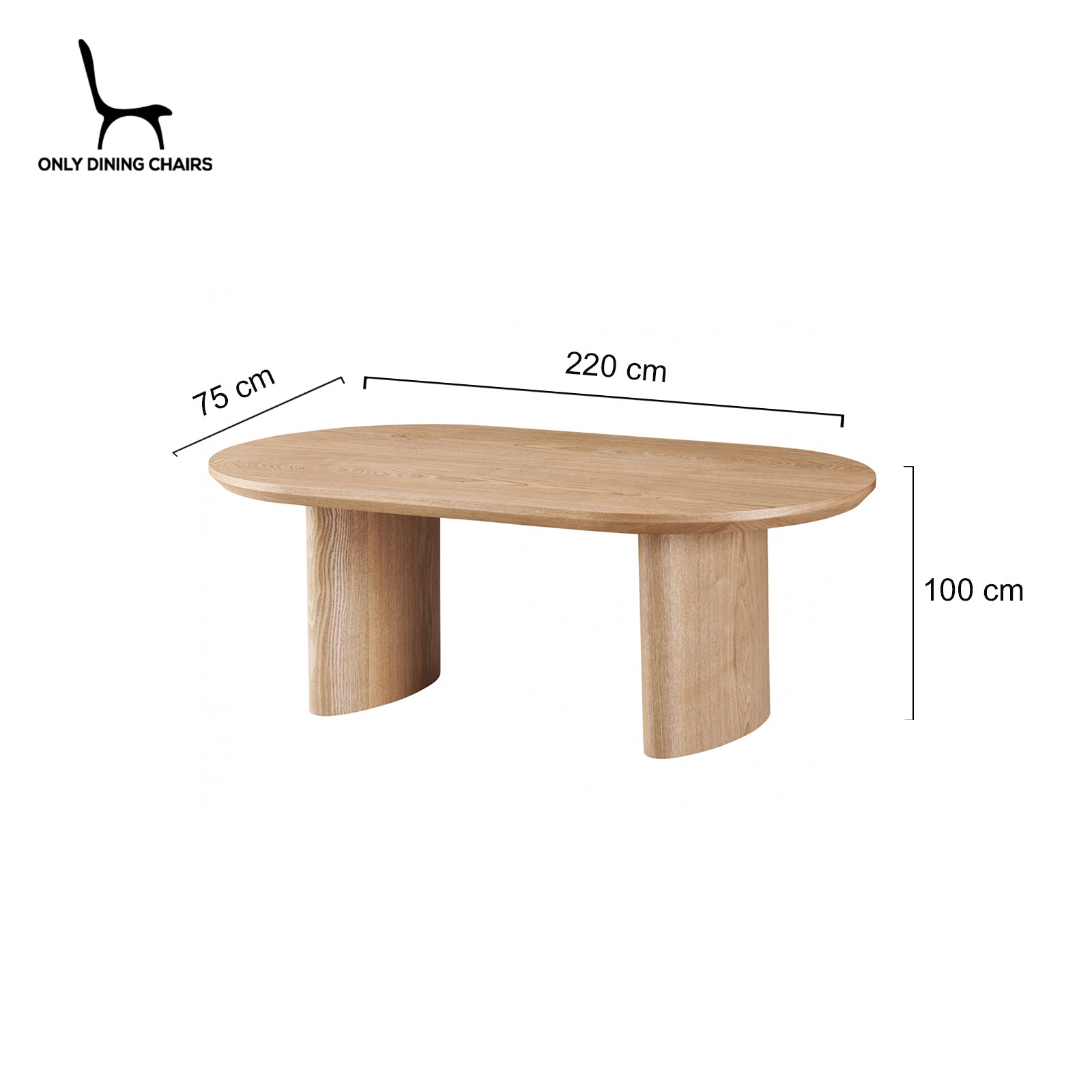 Callula | Coastal Natural Oval 2.2m Wooden Dining Table | Natural