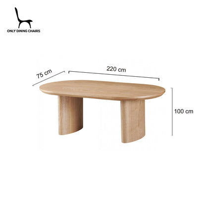 Callula | Coastal Natural Oval 2.2m Wooden Dining Table | Natural