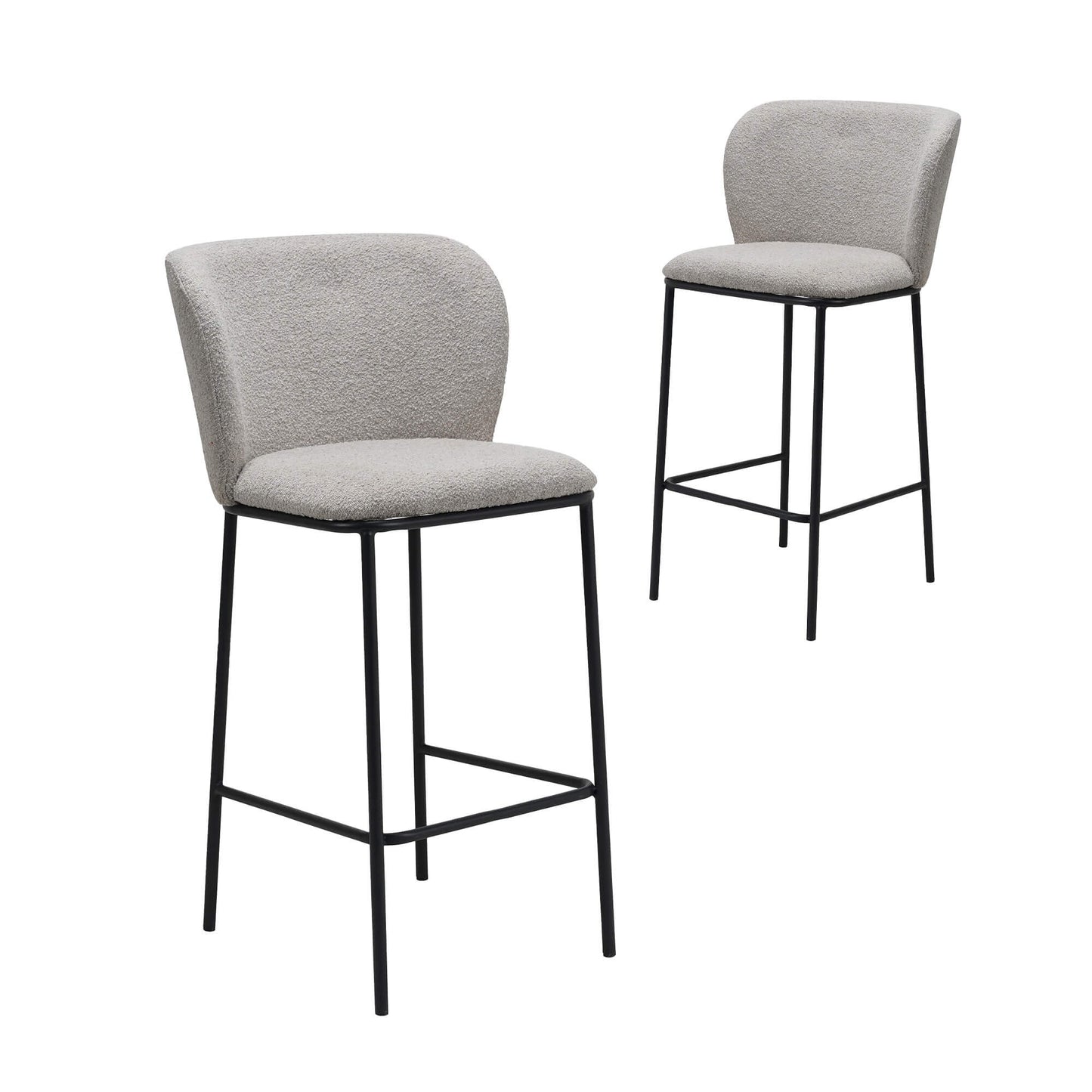 Canterbury | Latte White Fabric Modern Bar Stools | Set Of 2 | Latte