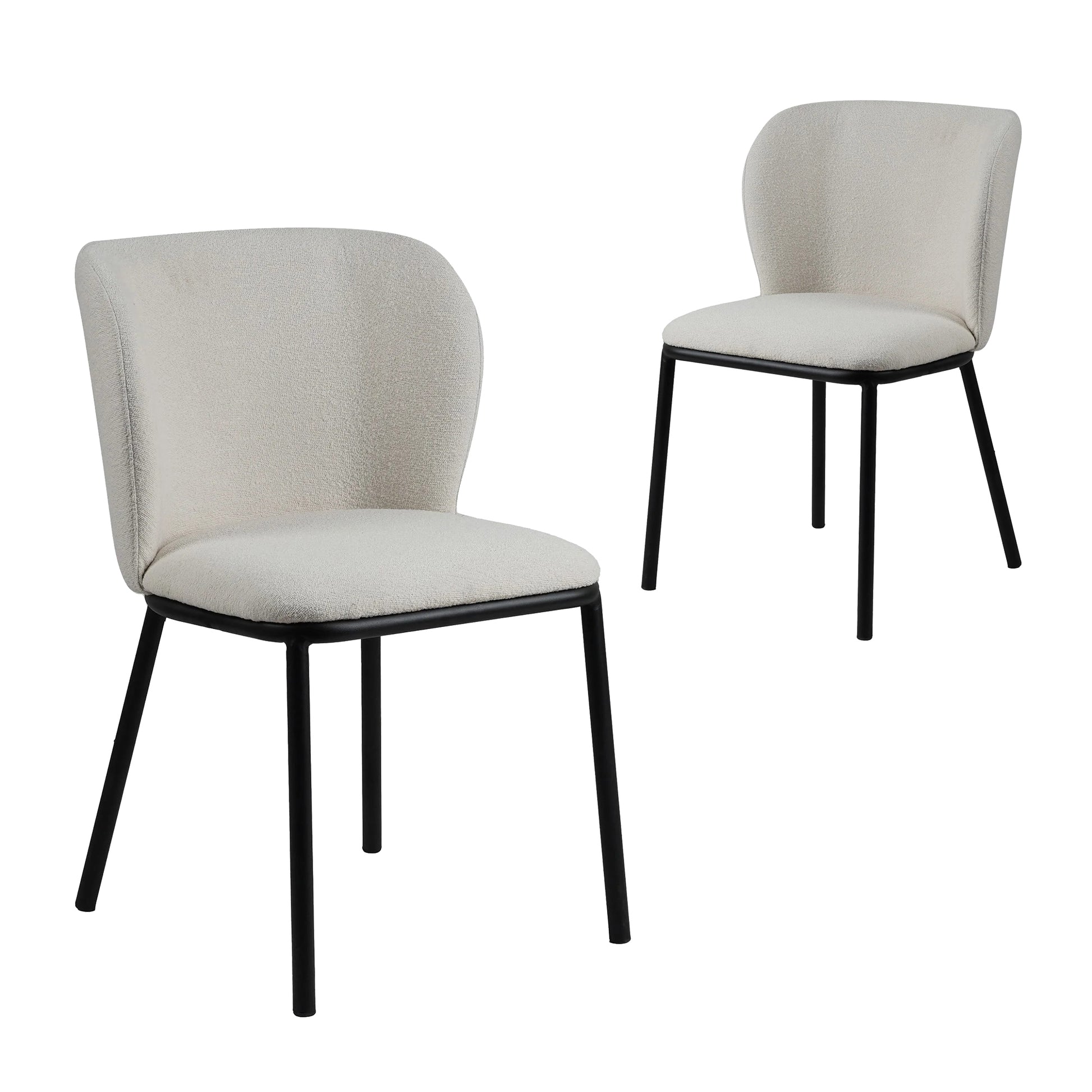 Canterbury | Latte White Fabric Modern Dining Chairs | Set of 2 | White