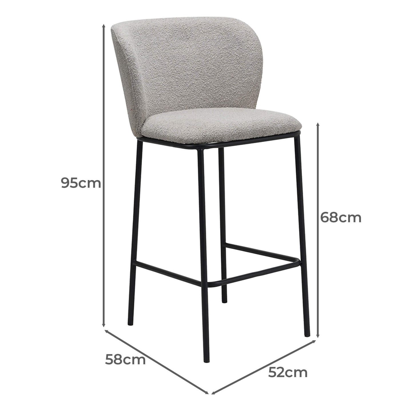 Canterbury | Latte White Fabric Modern Bar Stools | Set Of 2 | Latte