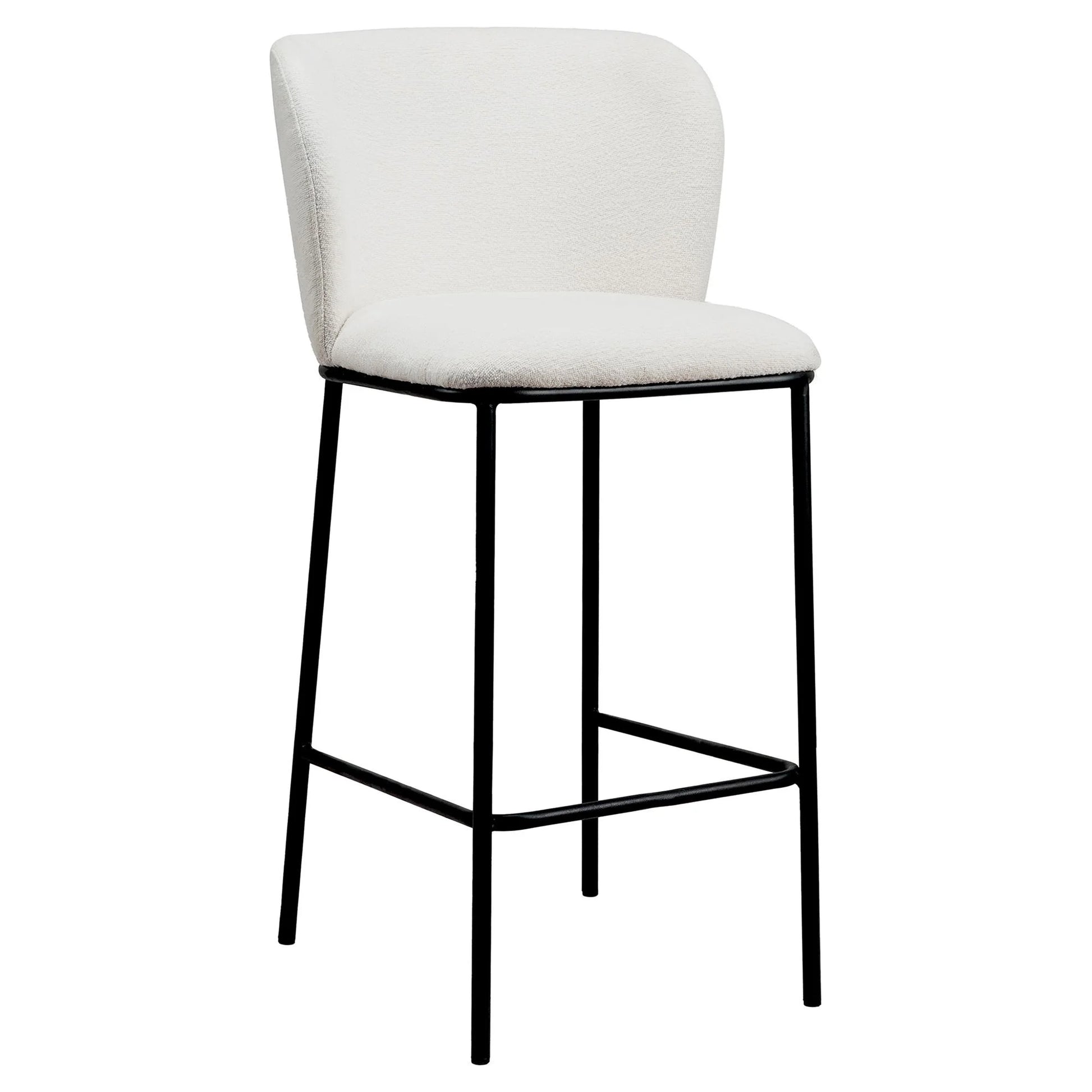 Canterbury | Latte White Fabric Modern Bar Stools | Set Of 2 | White