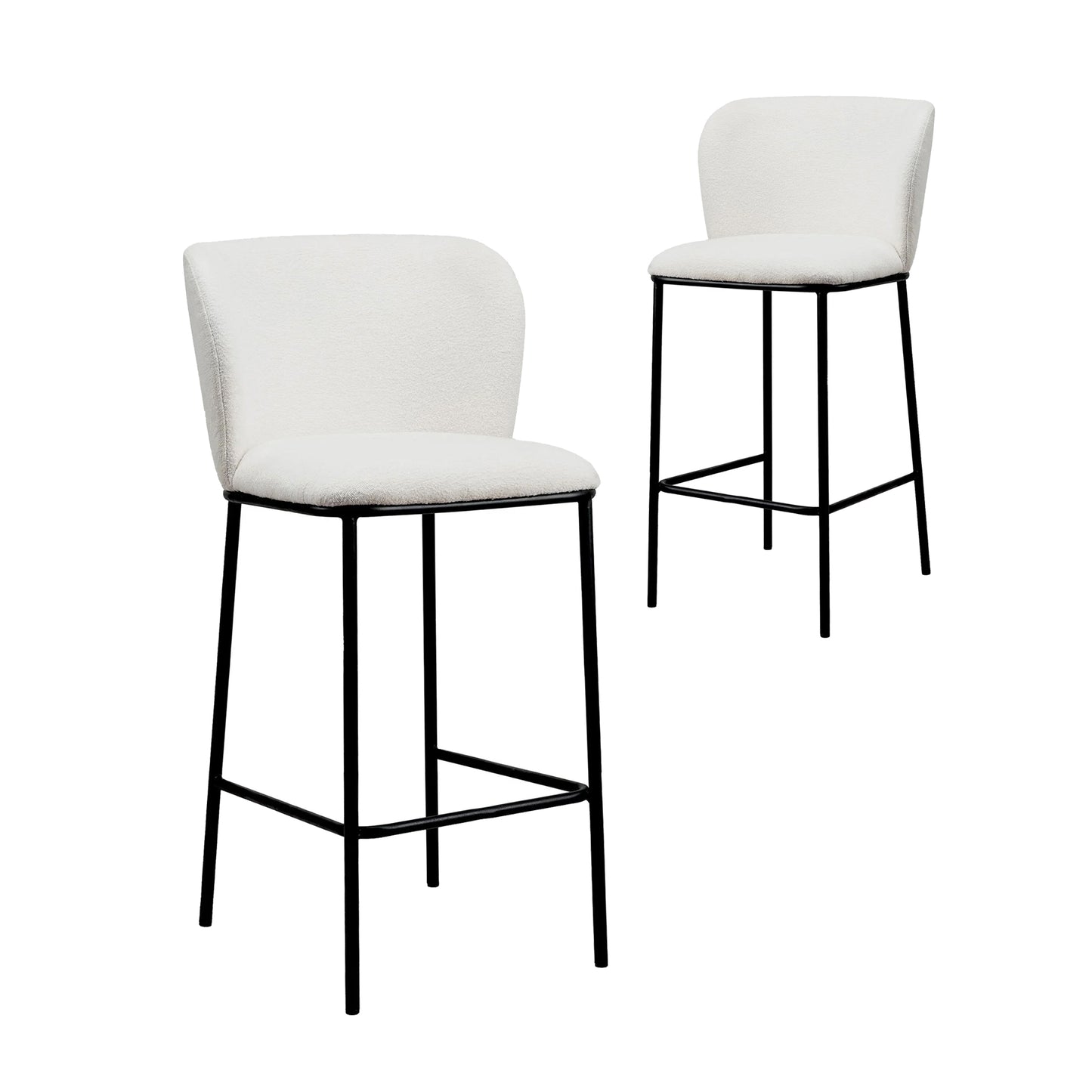 Canterbury | Latte White Fabric Modern Bar Stools | Set Of 2 | White