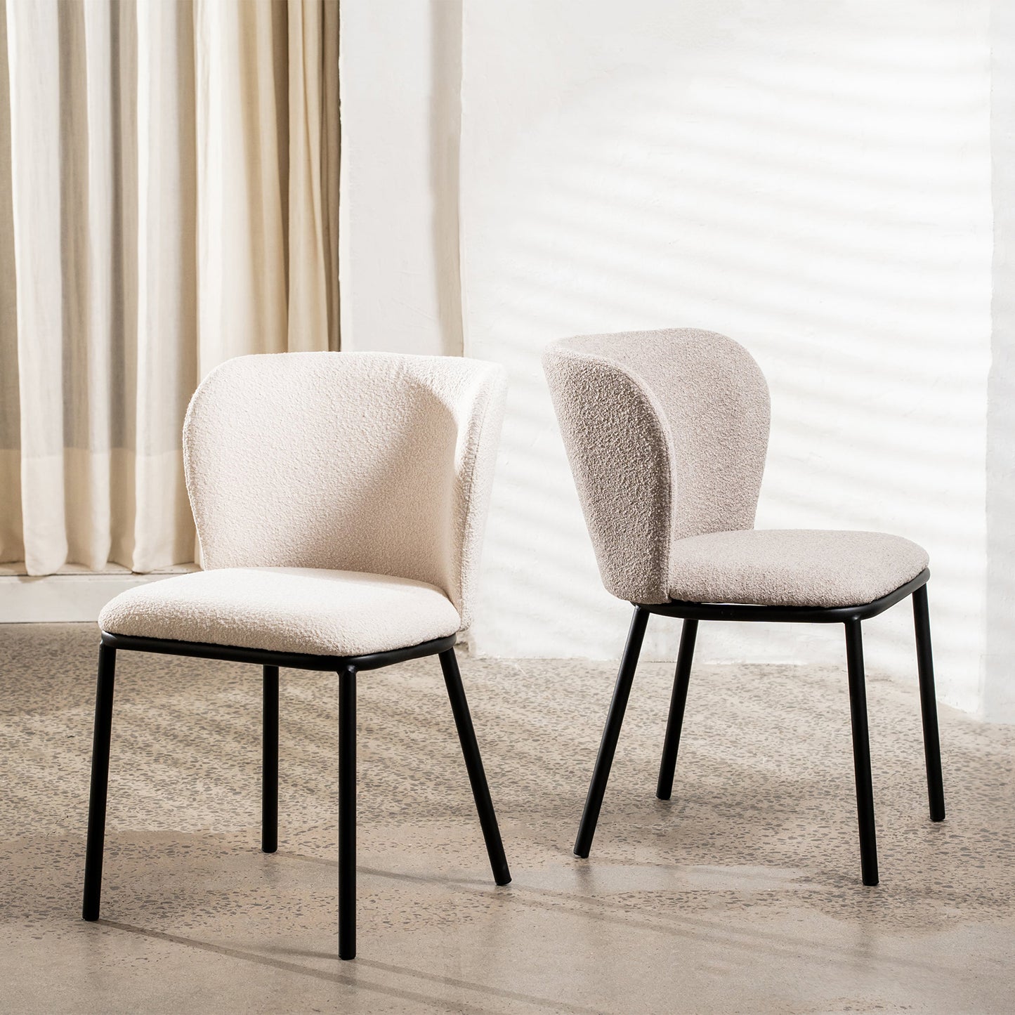 Canterbury | Latte White Fabric Modern Dining Chairs | Set of 2 | White