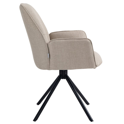 Carinya | Modern Metal Fabric Dining Chair With Arms | Set Of 2 | Beige