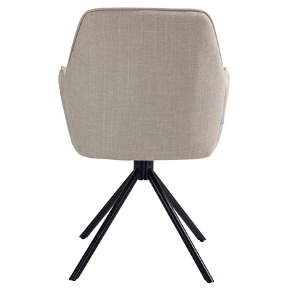 Carinya | Modern Metal Fabric Dining Chair With Arms | Set Of 2 | Beige