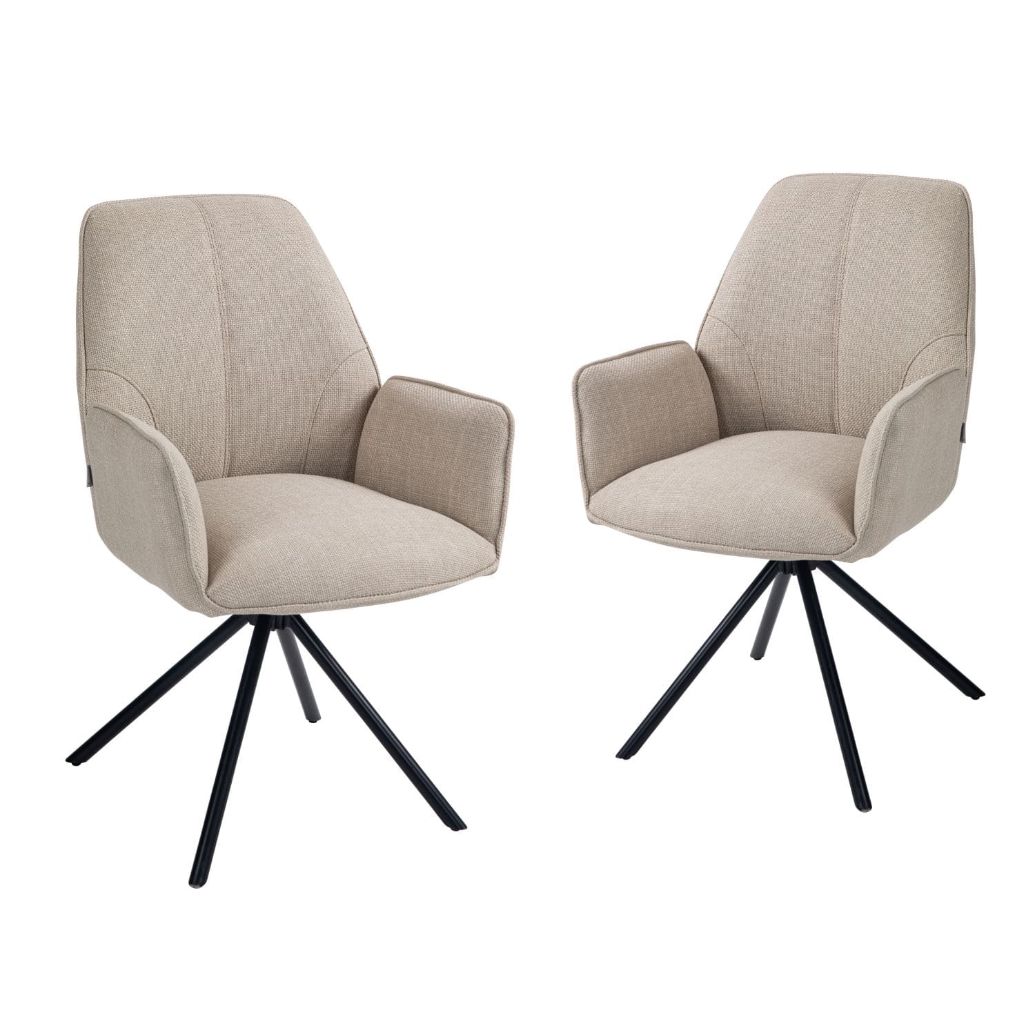 Carinya | Modern Metal Fabric Dining Chair With Arms | Set Of 2 | Beige