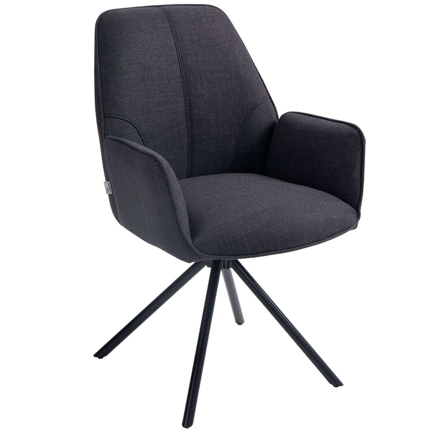 Carinya | Modern Metal Fabric Dining Chair With Arms | Set Of 2 | Charcoal