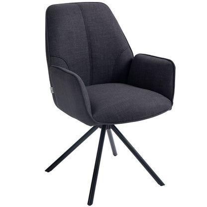 Carinya | Modern Metal Fabric Dining Chair With Arms | Set Of 2 | Charcoal