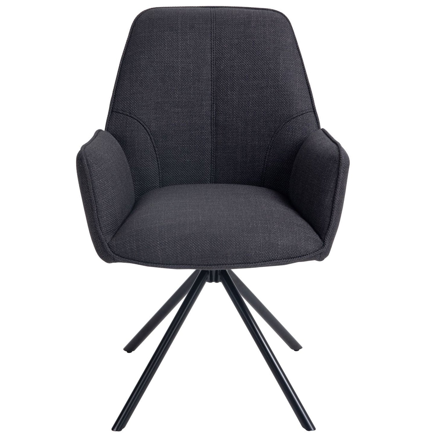 Carinya | Modern Metal Fabric Dining Chair With Arms | Set Of 2 | Charcoal