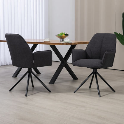 Carinya | Modern Metal Fabric Dining Chair With Arms | Set Of 2 | Charcoal