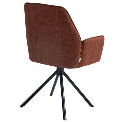 Carinya | Modern Metal Fabric Dining Chair With Arms | Set Of 2 | Wine