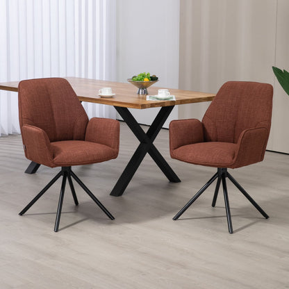 Carinya | Modern Metal Fabric Dining Chair With Arms | Set Of 2 | Wine