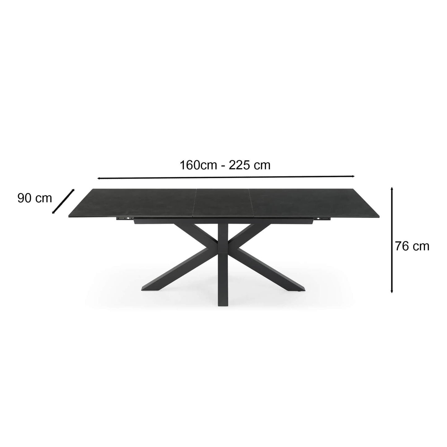 Caspian | Black Ceramic Rectangular 8 Person 2.2m Extension Dining Table