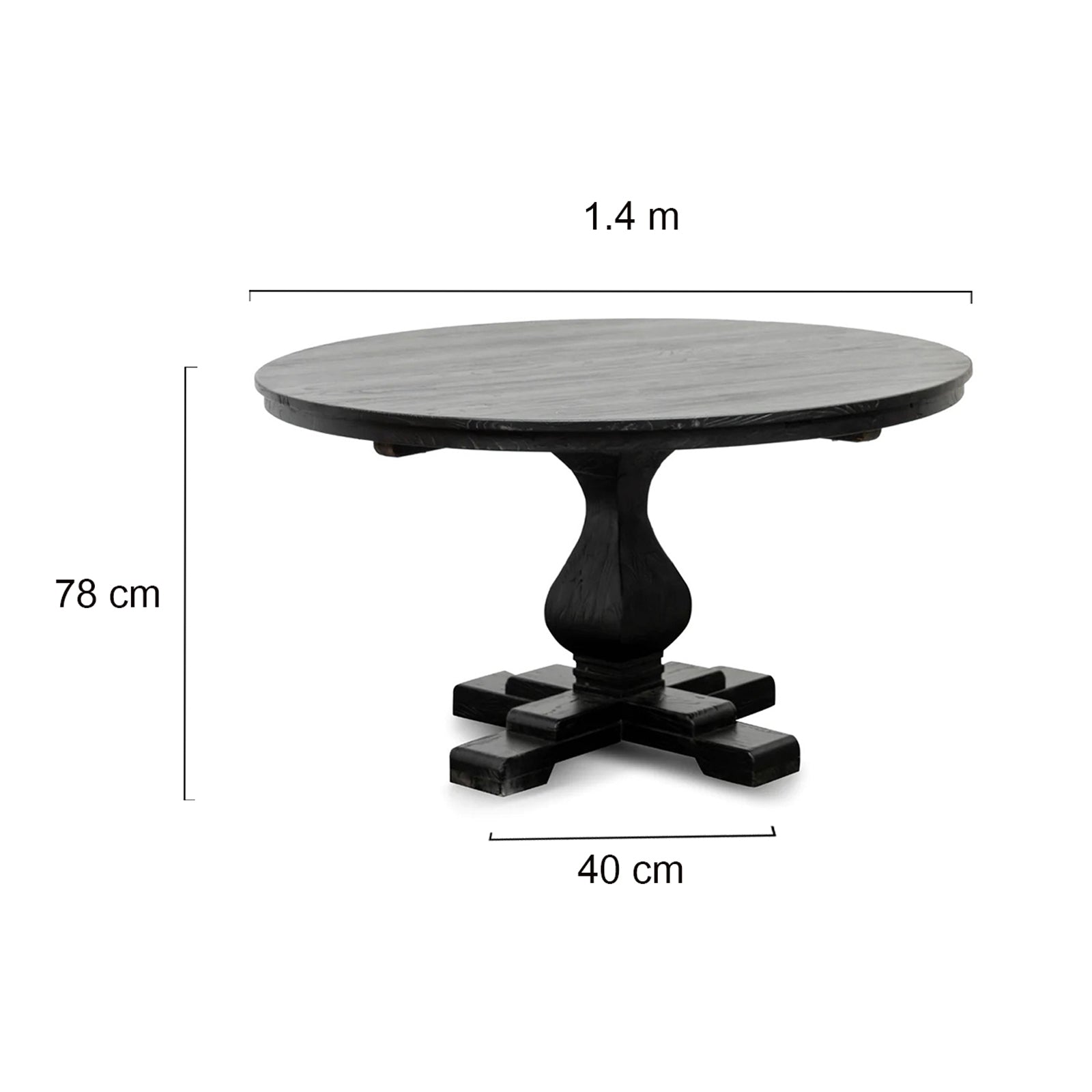 Chadwick | 1.4m Natural Wooden Round Dining Table | Black