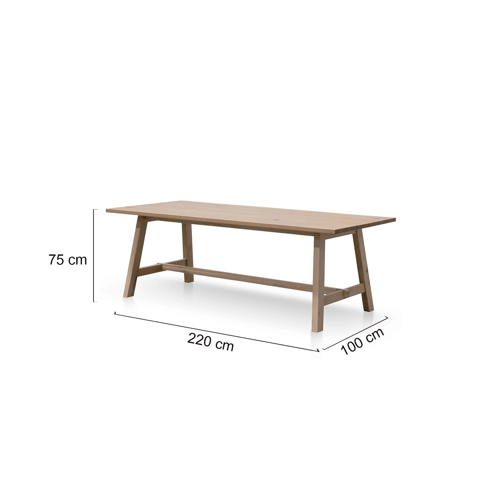 Clements | Washed Natural 2.2m Rectangular Dining Table