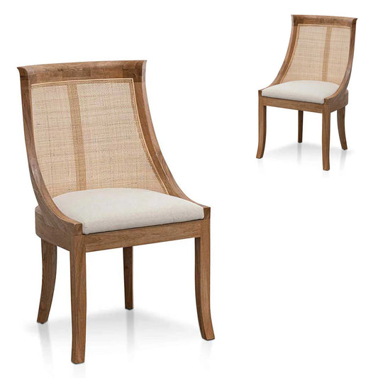 Cobberas | Natural Light Beige Coastal Wooden Dining Chairs | Set Of 2