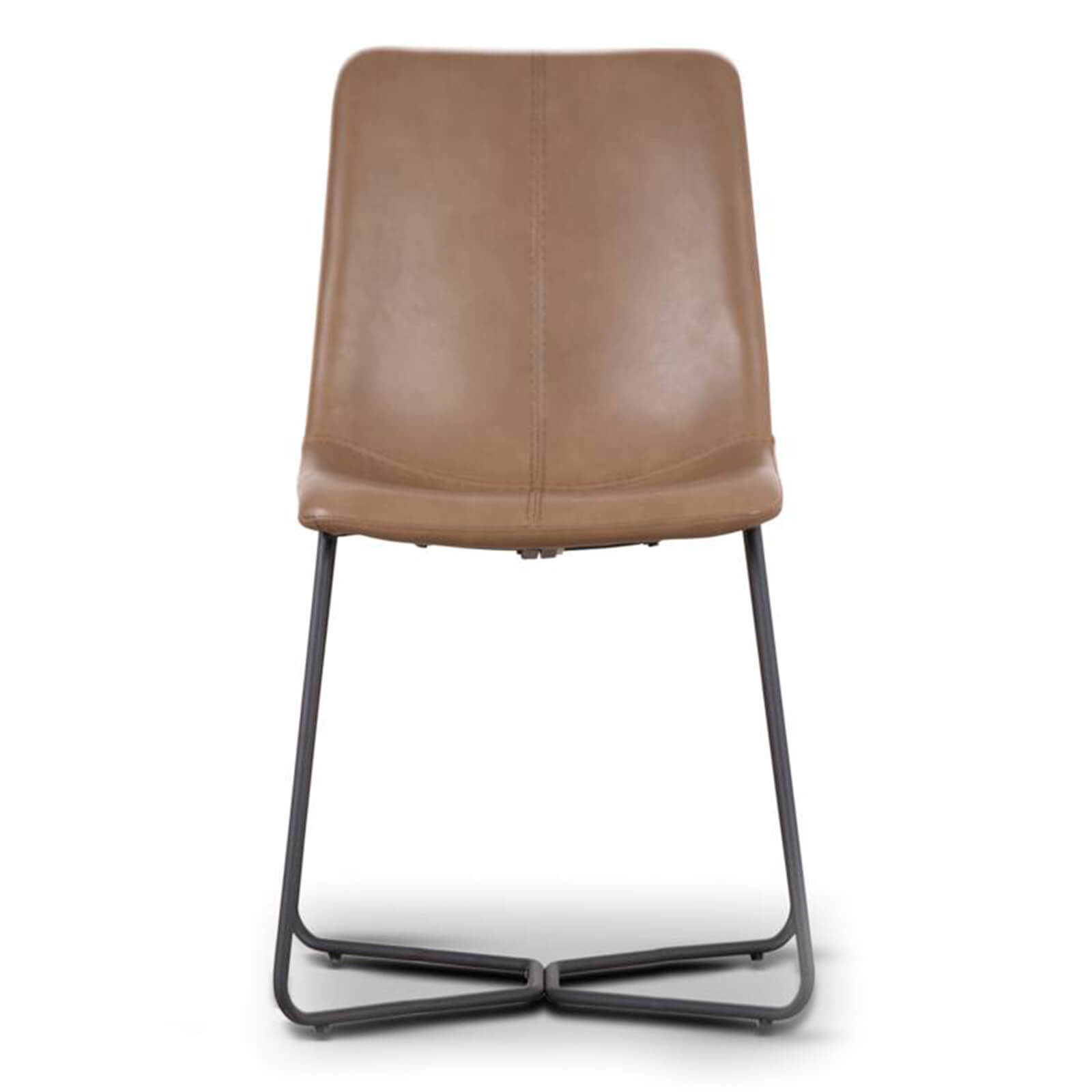 Colmar | Modern Metal Brown PU leather Dining Chairs | Set Of 2 | Brown