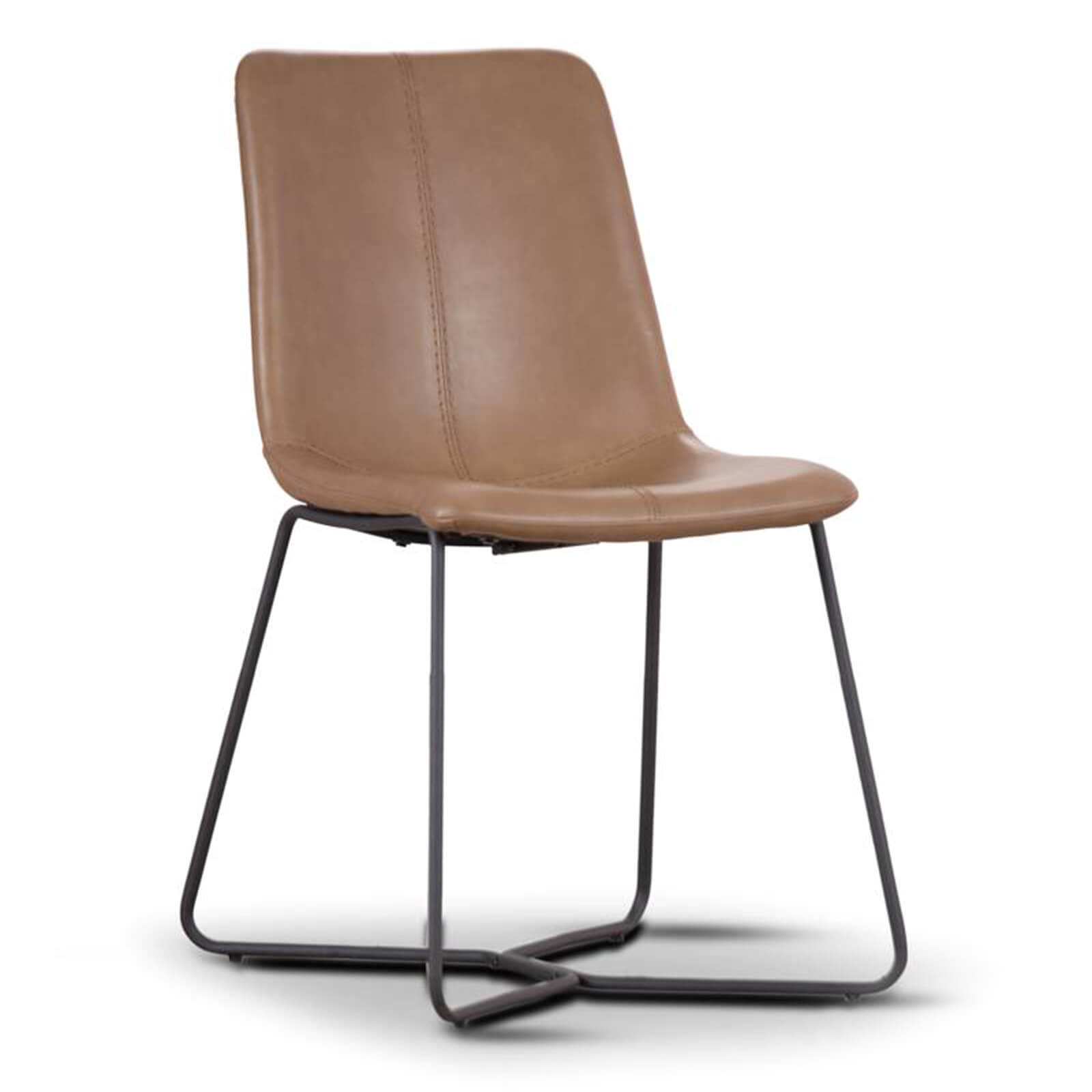 Colmar | Modern Metal Brown PU leather Dining Chairs | Set Of 2 | Brown